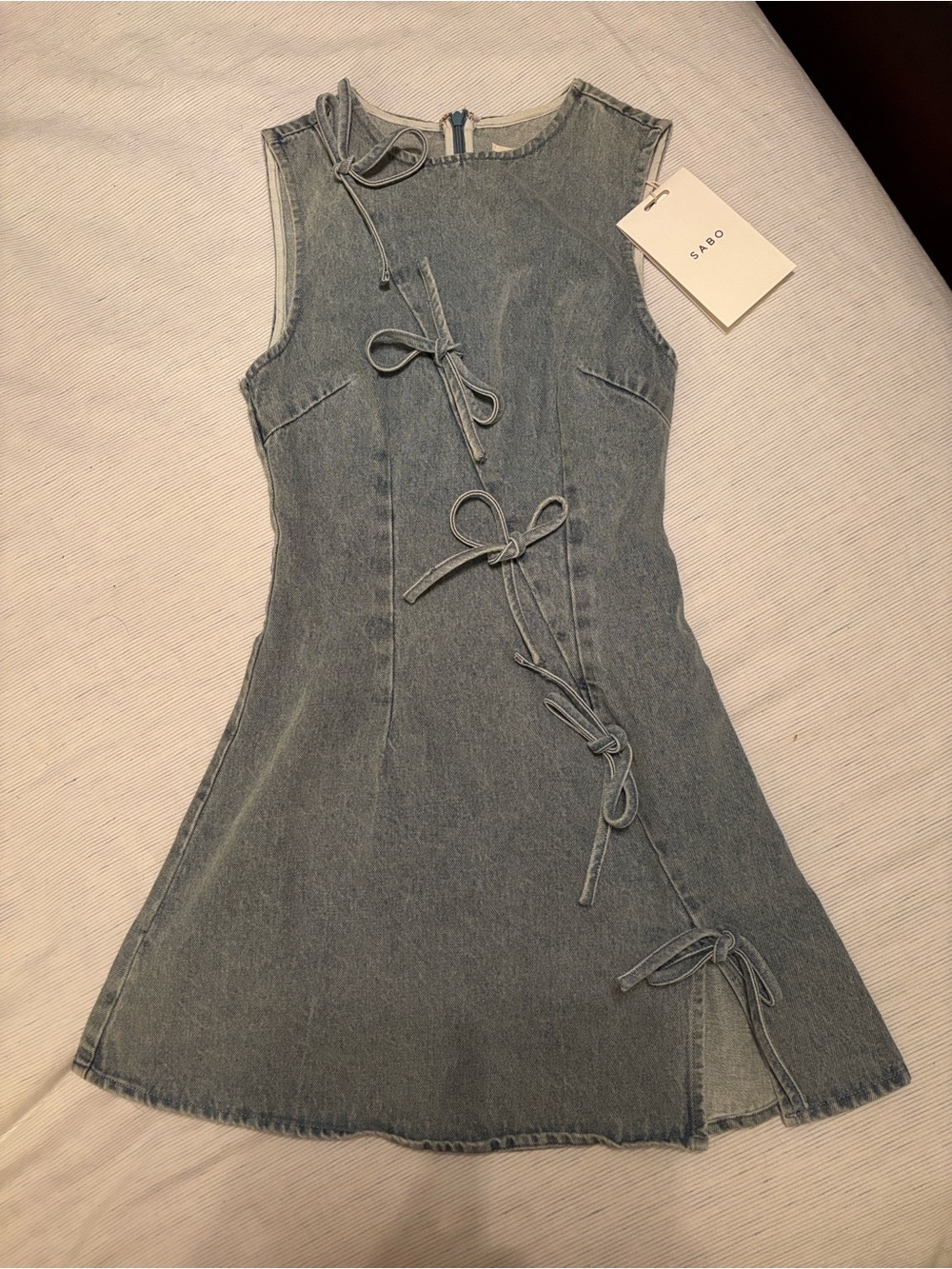 Sabo Skirt Sleeveless Denim Mini Dress in Light Blue